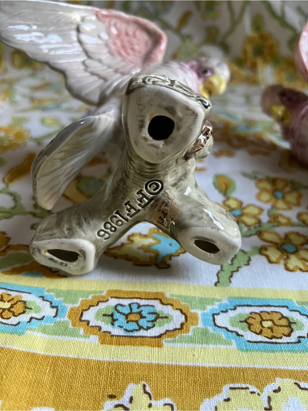 Fitz & Floyd Ceramic Cockatoo Figurine Pair - Decorative Bird Candlestick
